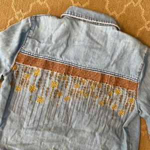 FREE PEOPLE DETAILED DENIM BUTTON DOWN